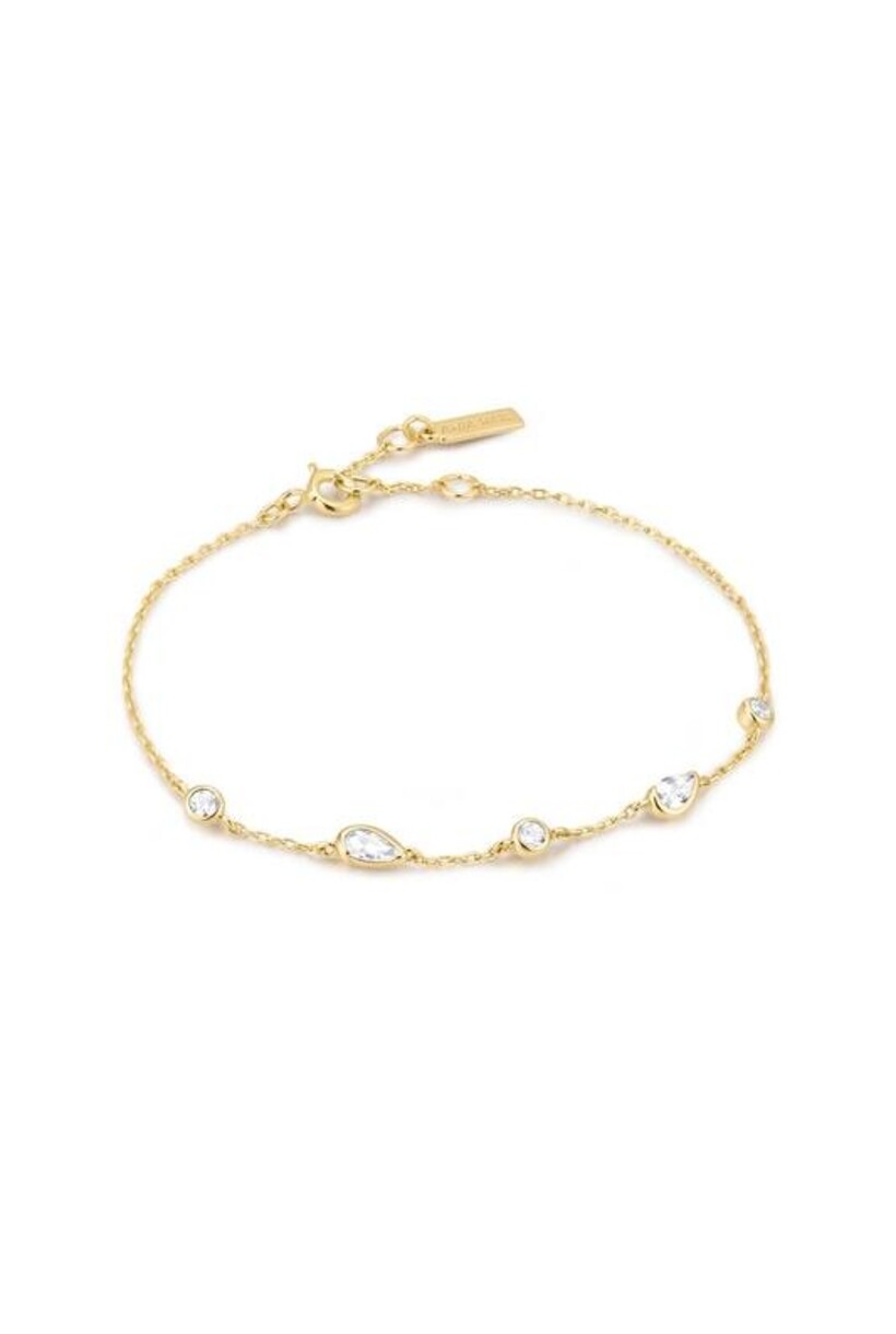 Armband met ronde en druppelvormige zirkonia goudverguld 18,5 cm