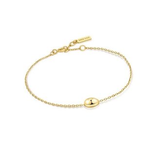 Armband met organische kiezelvorm goudverguld 18,5 cm