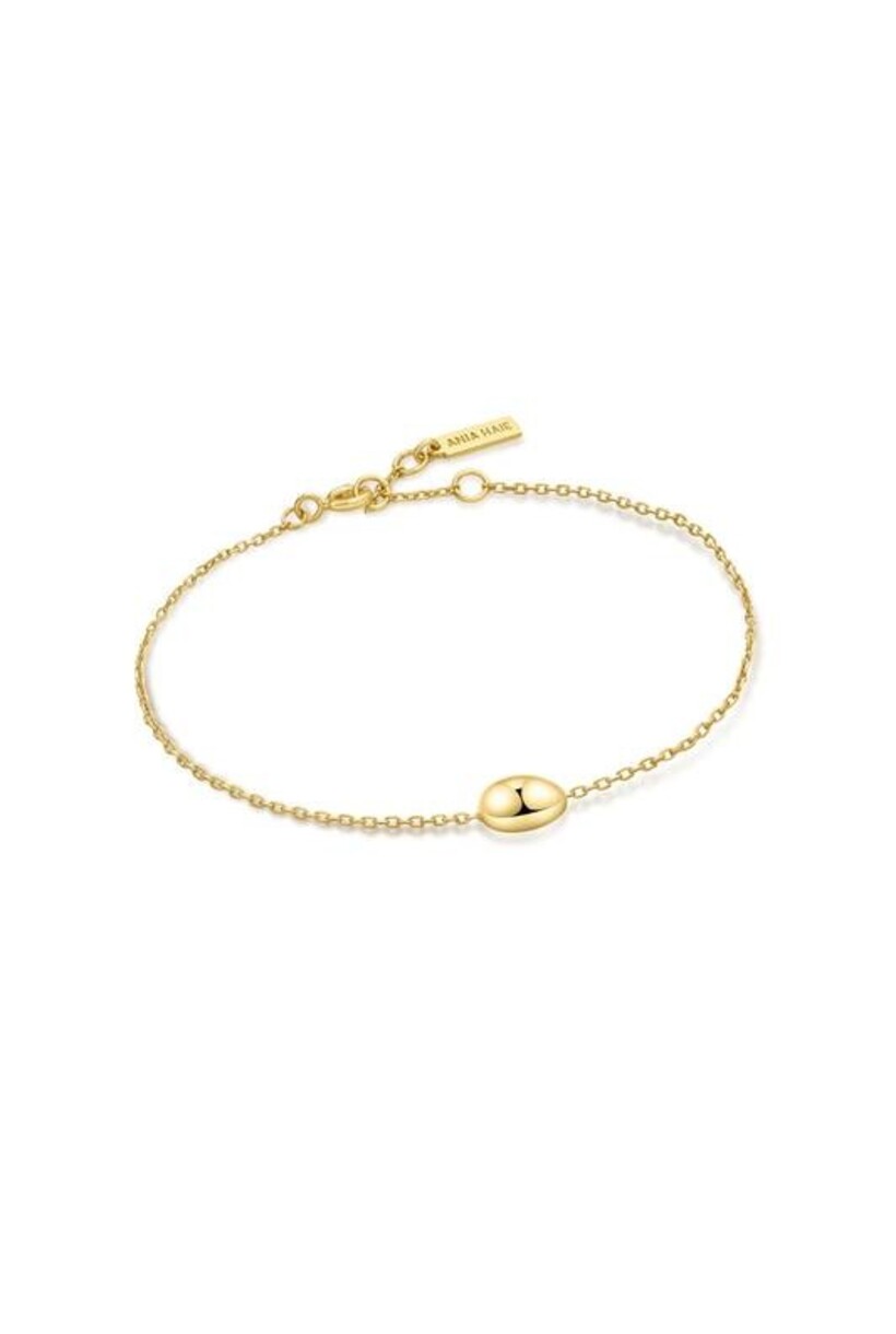 Armband met organische kiezelvorm goudverguld 18,5 cm