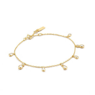 Armband met hangende druppelvormige zirkonia goudverguld 18,5 cm