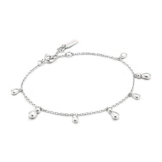 Armband met hangende druppelvormige zirkonia zilver 18,5 cm