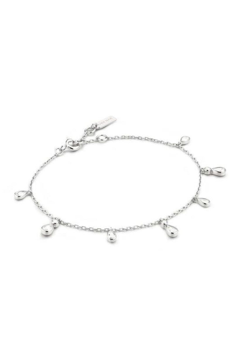 Armband met hangende druppelvormige zirkonia zilver 18,5 cm