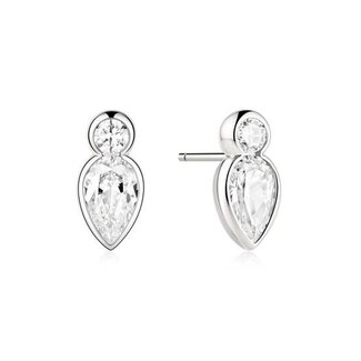 Oorknopjes met ronde en druppelvormige zirkonia zilver 12,5 mm