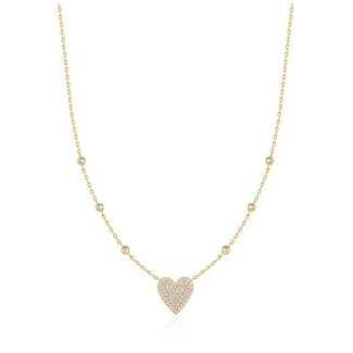 Ketting met pavé hart en zirkonia goudverguld 48 cm