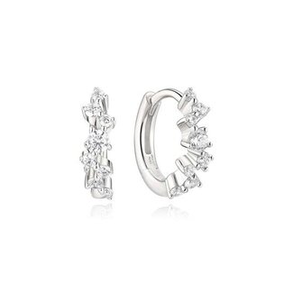 Zigzag huggie oorringen met zirkonia zilver 8 mm