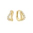 Dubbele golvende huggie oorringen met zirkonia goudverguld 11 × 6,4 mm