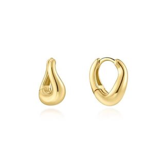 Golvende huggie oorringen goudverguld 13 mm