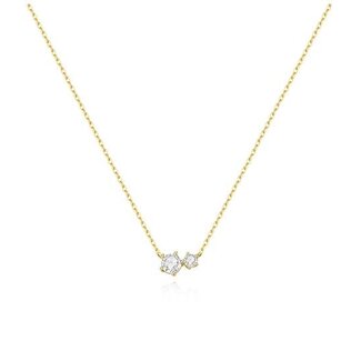 Ketting met duo van klauwgezette zirkonia goudverguld 45,5 cm