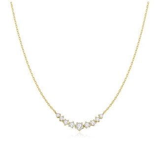 Ketting met pavé zirkoniaboog goudverguld 45,5 cm