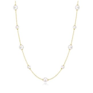 Stationketting met schelpparels goudverguld 45,5 cm
