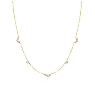Stationketting met zirkoniaclusters goudverguld 45,5 cm