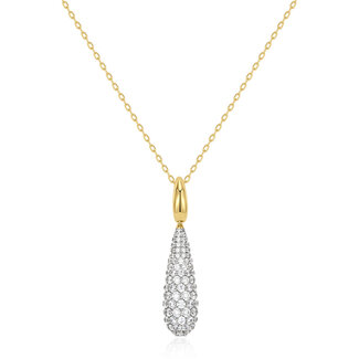Ketting met pavé druppelhanger goudverguld 53 cm