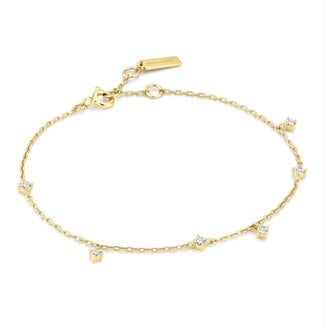 Stationarmband met zirkonia goudverguld 18,5 cm