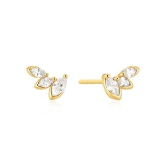 Oorknopjes met marquise zirkonia goudverguld 5 mm