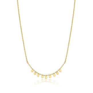 Stationketting met hangende schijfjes goudverguld 43 cm