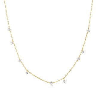 Stationketting met zirkonia goudverguld 45 cm