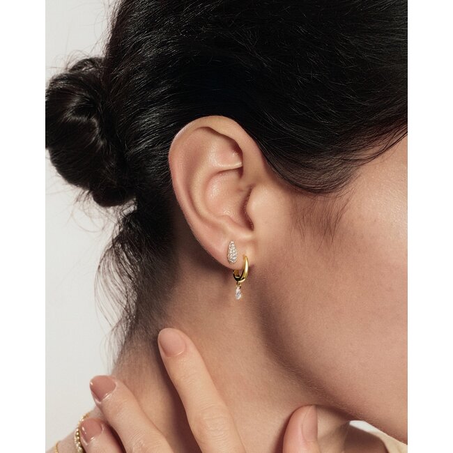 Goudvergulde bolle oorknopjes met pavé zirkonia 9 mm