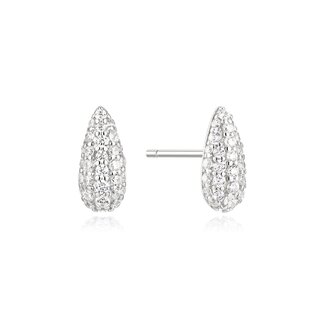 Bolle oorknopjes met pavé zirkonia zilver 9 mm