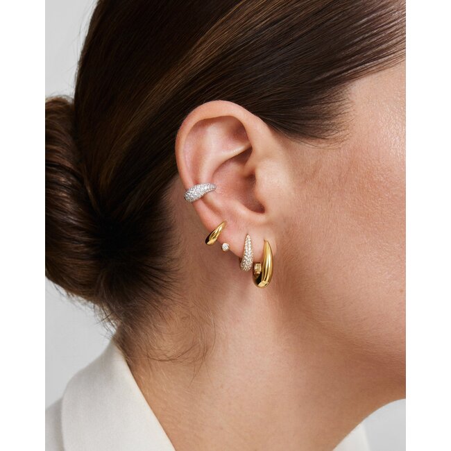 Goudvergulde bolle huggie oorringen met pavé zirkonia 15 mm
