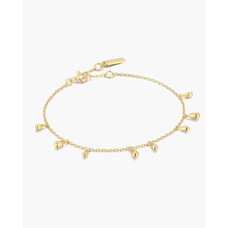 Stationarmband met gepolijste druppels goudverguld 18,5 cm
