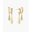 Goudvergulde spiraal oorhangers met pavé druppels 30 mm
