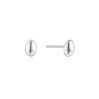 Oorknopjes met organische kiezelvorm zilver 6,6 mm