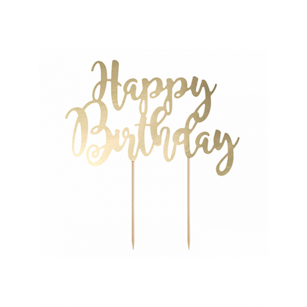 1 Cake Topper – Happy Birthday – Goud