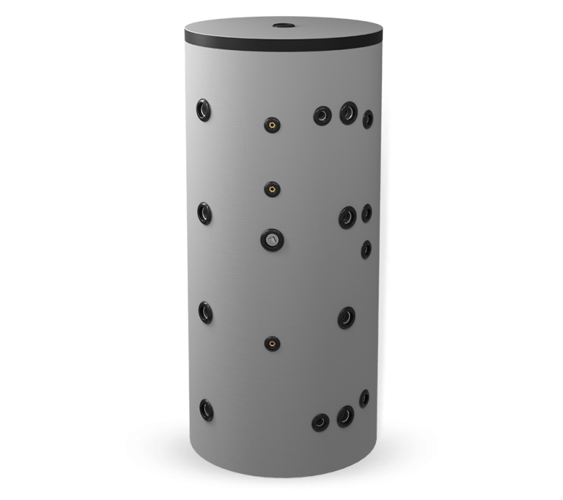 Komplettes Solarboiler-Set - 2x 30HP + Pufferspeicher 500L mit 1 Trinkwasserregister und 2 Wärmetauscher