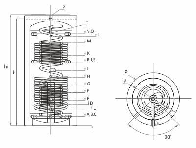 BURNiT HYG BR2 1000 - 1000L Hygienespeicher mit zwei Wärmetauschern