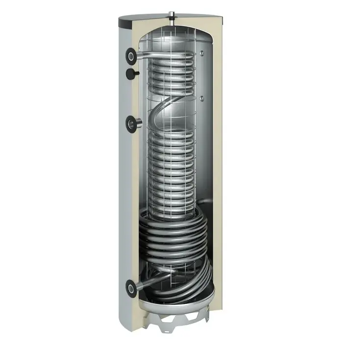 Komplettes Solarboiler-Set - 1x AE-00030-HP(V2)  + Pufferspeicher 300L mit 1 Trinkwasserregister und 1 Wärmetauscher