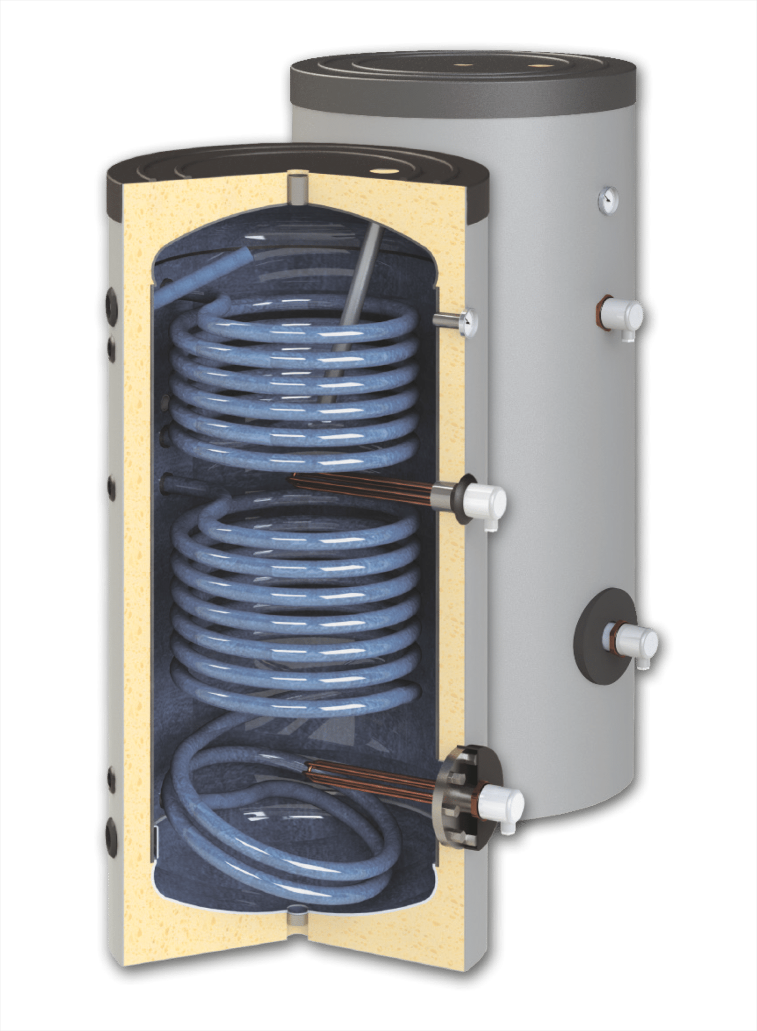 Complete zonneboilerset - 2x 30HP + Tapwaterboiler 500L met 2 warmtewisselaars