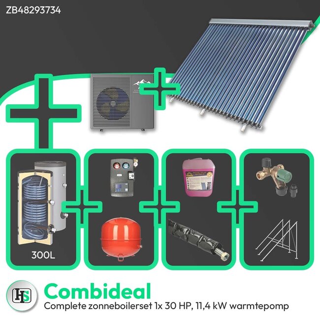 HeWa Solutions Combideal ZB48293734 - Complete zonneboilerset 300L 1x 30HP + ALPS EXCLUSIVE AE-11403-MO-V2