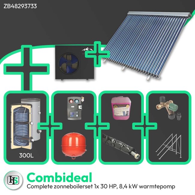 HeWa Solutions Combideal ZB48293733 - Complete zonneboilerset 300L 1x 30HP + ALPS EXCLUSIVE AE-08401-MO