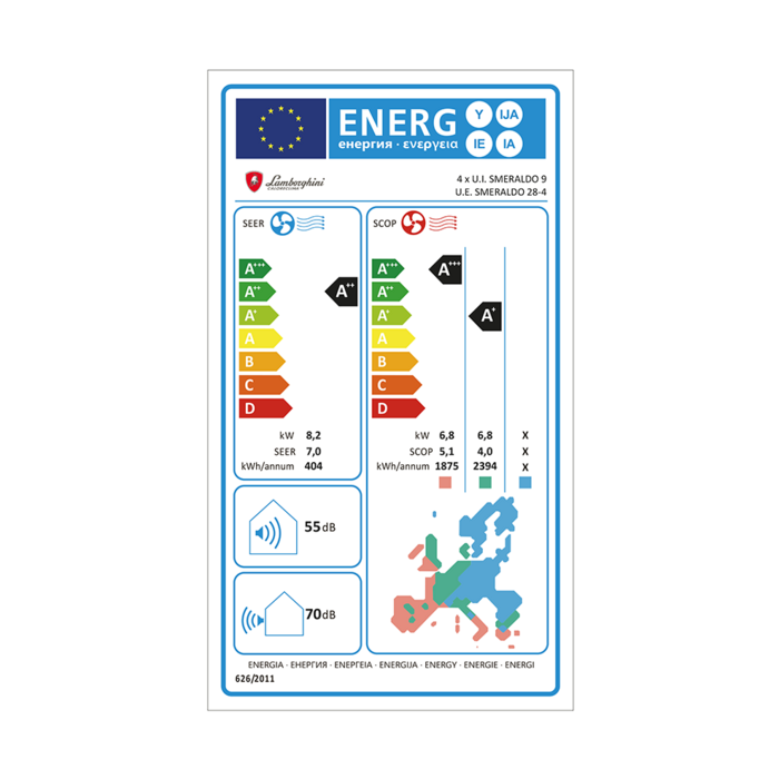 Lamborghini Caloreclima Lamborghini Caloreclima 28-4 + 9K + 18K - Multi-split airco combinatie (8,2 kW / 28000 BTU)