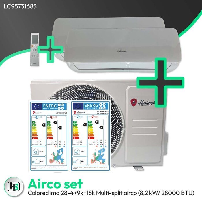 Lamborghini Caloreclima Lamborghini Caloreclima 28-4 + 9K + 18K - Multi-split airco combinatie (8,2 kW / 28000 BTU)