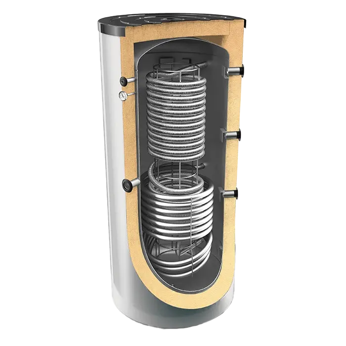 TESY Tesy V10/9S2100099HYG5.5HE - Hygienespeicher mit 2 Wärmetauschern & Edelstahl-Trinkwasserspirale (1000 L)