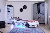 Autobed met lichtjes en geluid | Street Racer wit