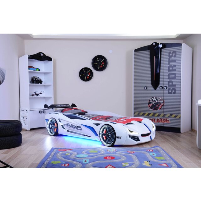 Autobed met lichtjes en geluid | Street Racer wit