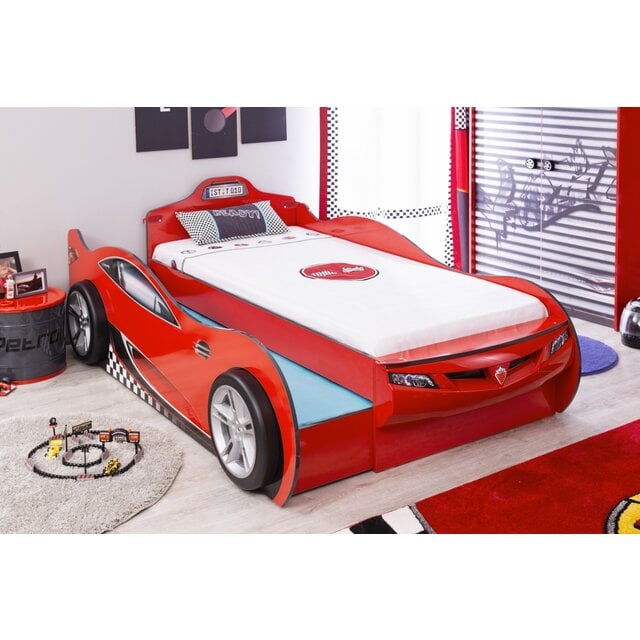 Autobed met logeerbed rood jongens bed Autobed met logeerbed rood jongens bed