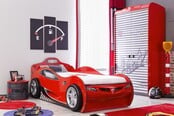 Autobed met logeerbed rood jongens bed Autobed met logeerbed rood jongens bed