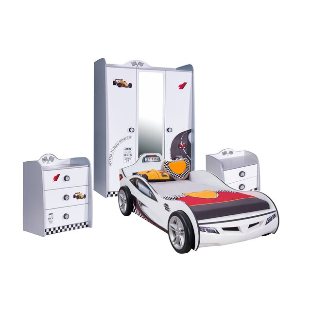 Autobed jongens bed wit kinderkamer Autobed jongens bed wit kinderkamer