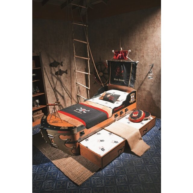 Black Pirate piratenkamer bedlade voor schipbed 90 x 180 cm Black Pirate piratenkamer bedlade voor schipbed 90 x 180 cm