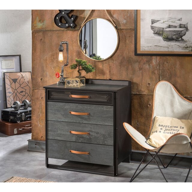 Dark commode kinderladekast industrieel tienerkamer