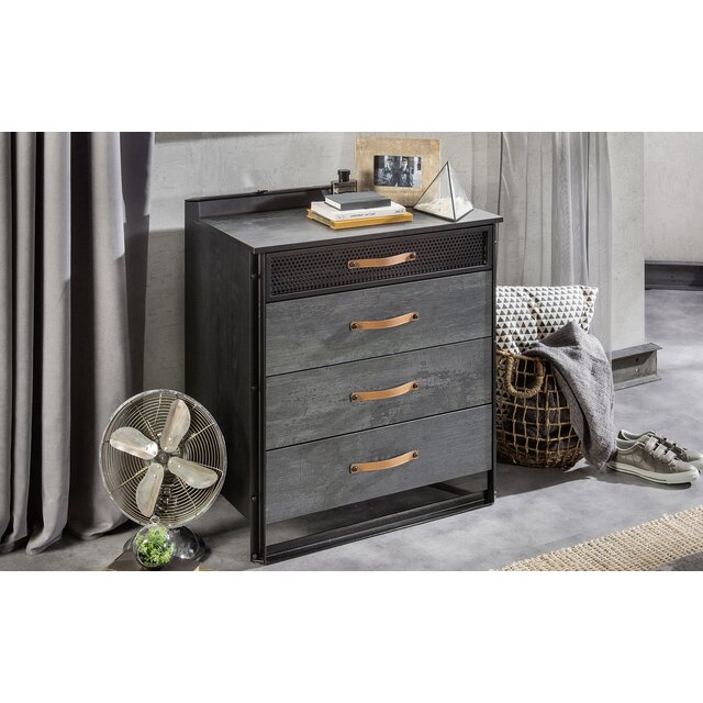 Dark commode kinderladekast industrieel tienerkamer