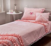 Rosa bedsprei + kussenset (230 x 135 cm)