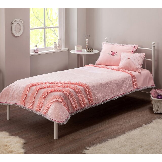 Rosa bedsprei + kussenset (230 x 135 cm)