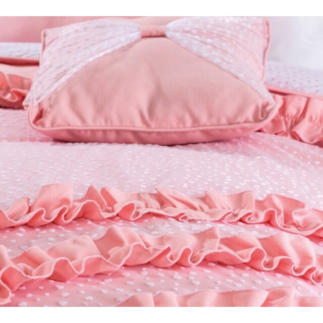 Rosa bedsprei + kussenset (230 x 135 cm)