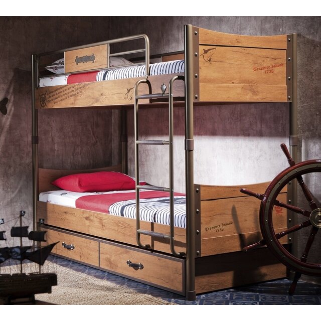 Black Pirate hoogslaper stapelbed piratenkamer 200 x 90 cm