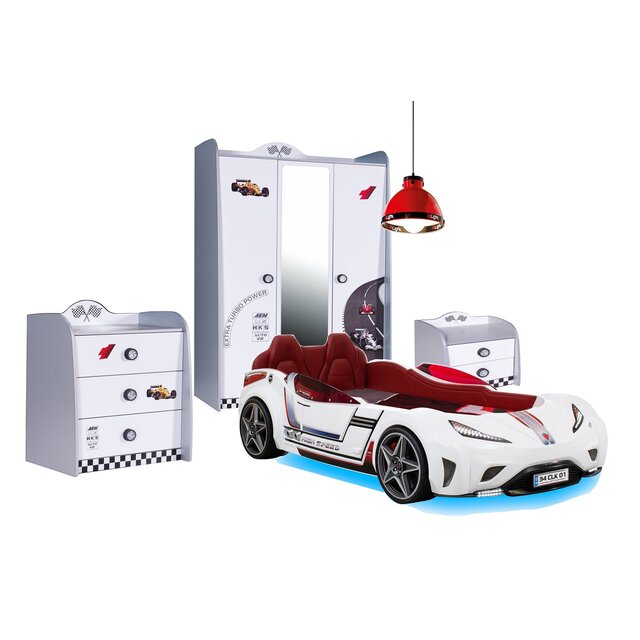 Autobed GTE Racer | wit racebed met licht en geluid Autobed GTE Racer | wit racebed met licht en geluid