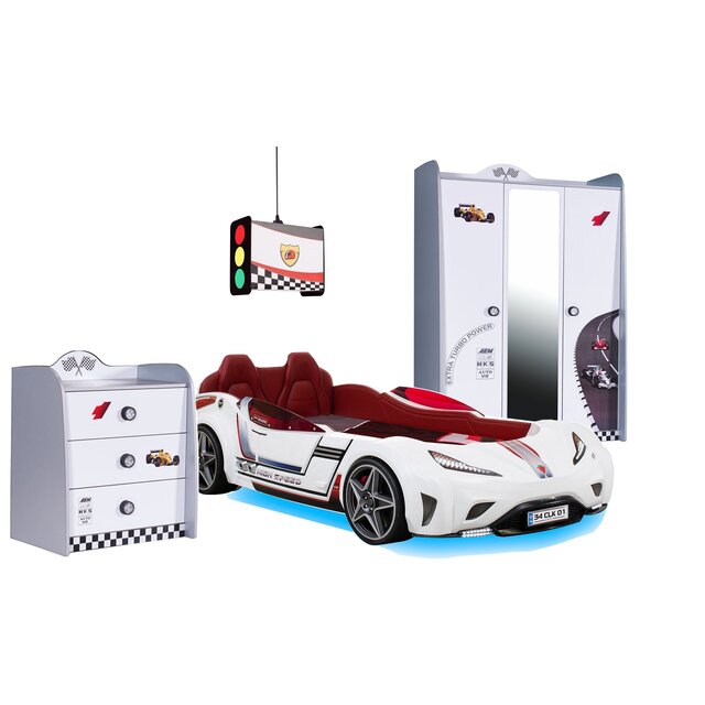 Autobed GTE Racer | wit racebed met licht en geluid Autobed GTE Racer | wit racebed met licht en geluid